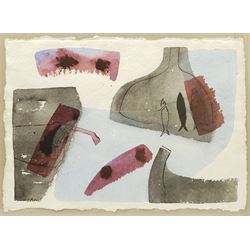 Attrib. John Bainbridge Copnall (British 1928-2007): Abstract Still Life, watercolour and ink on handmade paper signed 31cm x 43cm 