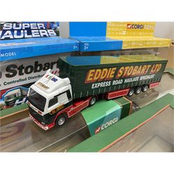 Corgi Eddie Stobart - four lorries in the Superhaulers Series Nos. TY86650, TY86649, TY86647 & TY86646; three other lorries Nos. 23203, 29103 & 20903; all boxed; and two unboxed lorries (9)