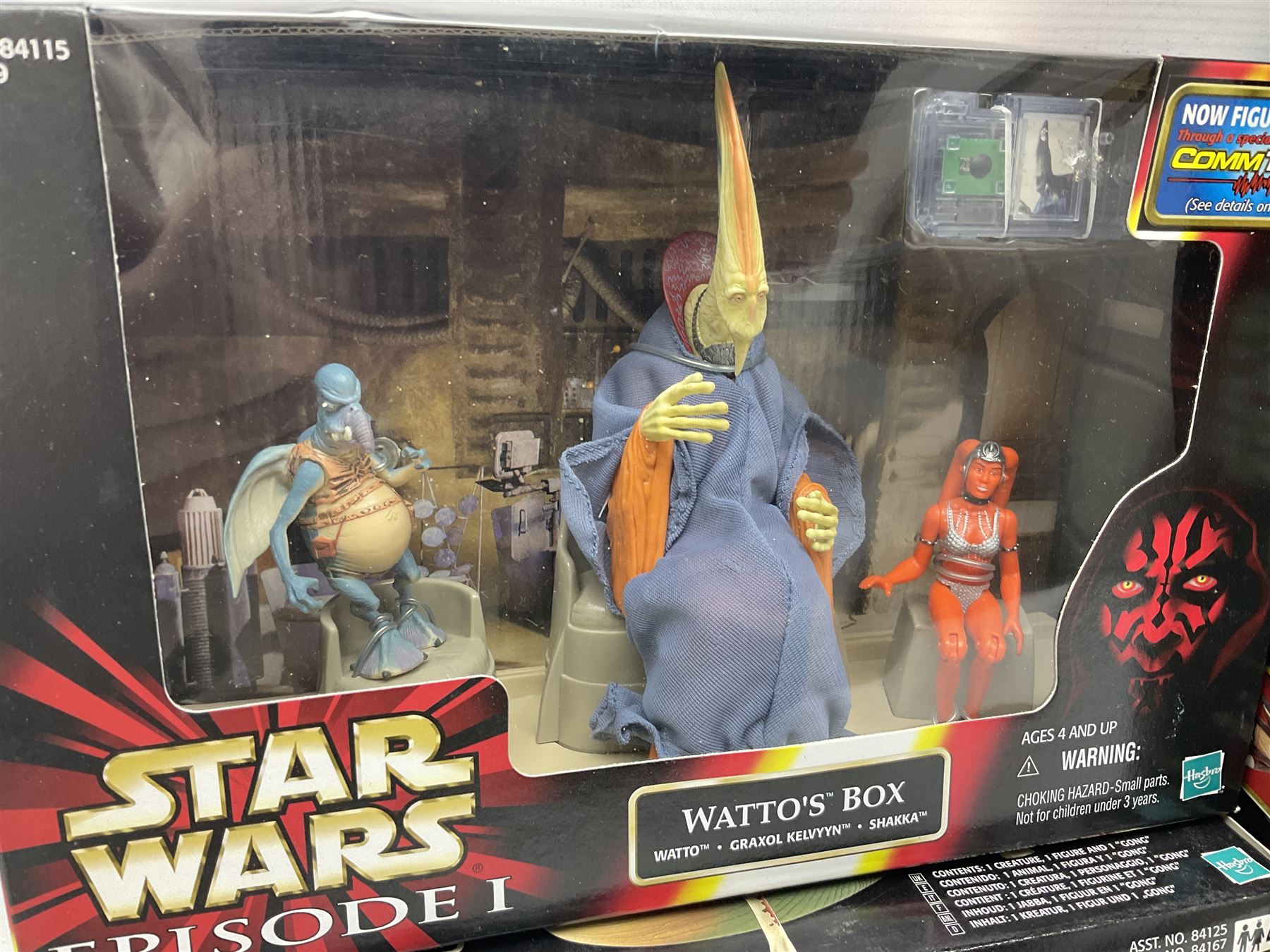 Star Wars - Episode 1 - Kaadu & Jar Jar Binks, Jabba The Hutt, two x Mos Espa Encounter, Opee & Qui-Gon Jinn, Watto's Box, Ammo Wagon & Falumpaset, Gungan Assault Cannon, Sith Speeder & Darth Maul, Armoured Scout Tank with Battle Droid and Gungan Catapult Accessory Set; all boxed (11)