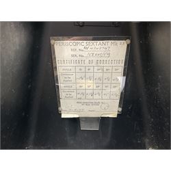 Air Ministry Periscopic Sextant Mk.2B, possibly by Kelvin & Hughes, Ref.No. 6B/2838 Serial No. 158KH1/59, bearing Fenns (Farnborough) Ltd label; in black pyramid shaped stowage case with various labels