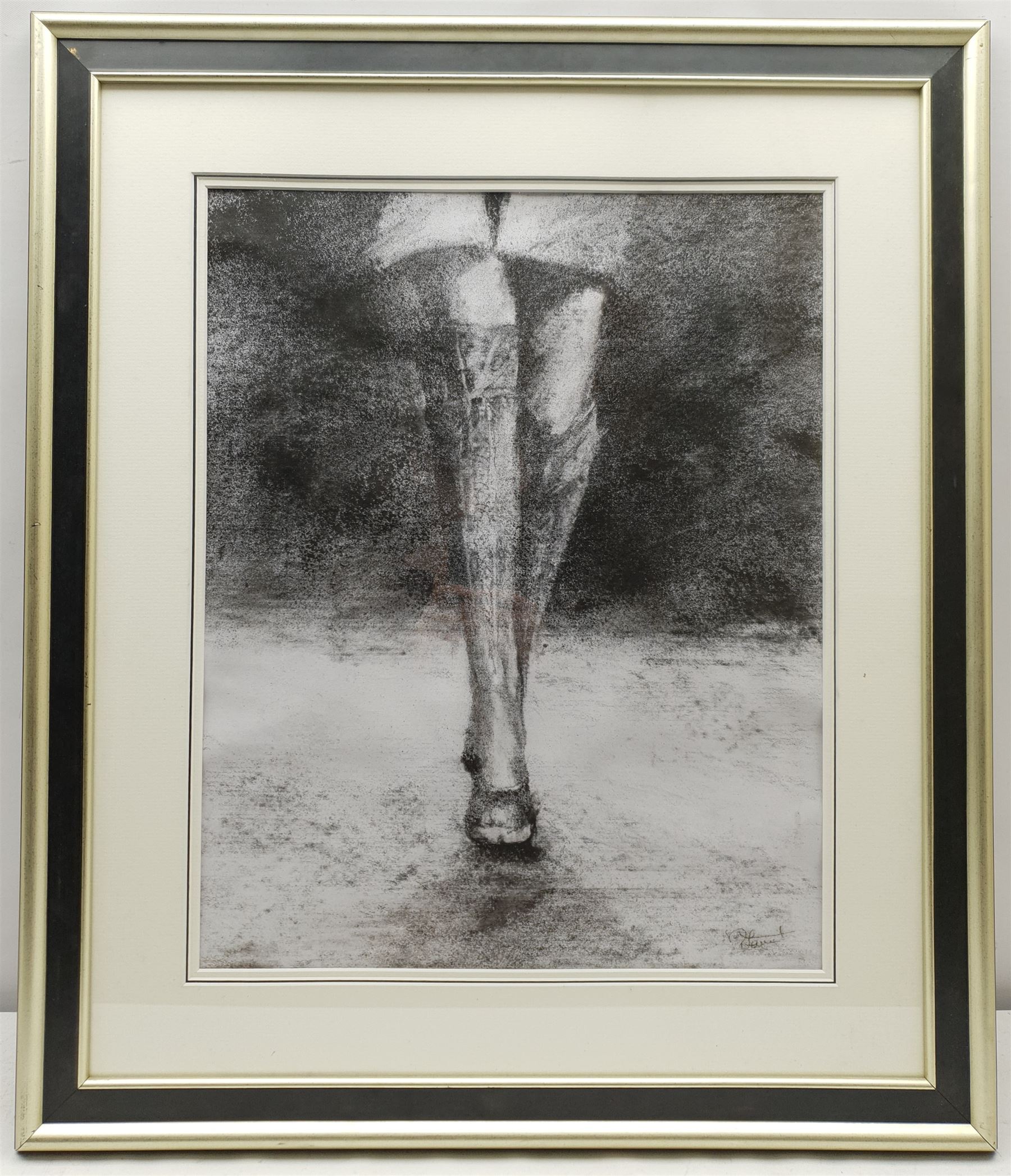 Richard Farrant (British Contemporary): 'Catwalk', charcoal signed 49cm x 39cm