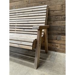 Wooden slatted garden bench