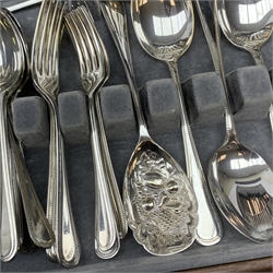 A mahogany cased silver plated canteen of cutlery. 