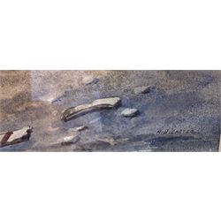 Henry Barlow Carter (British 1804-1868): Monkey Island Scarborough, watercolour signed, original John Linn gallery label verso 21cm x 32cm