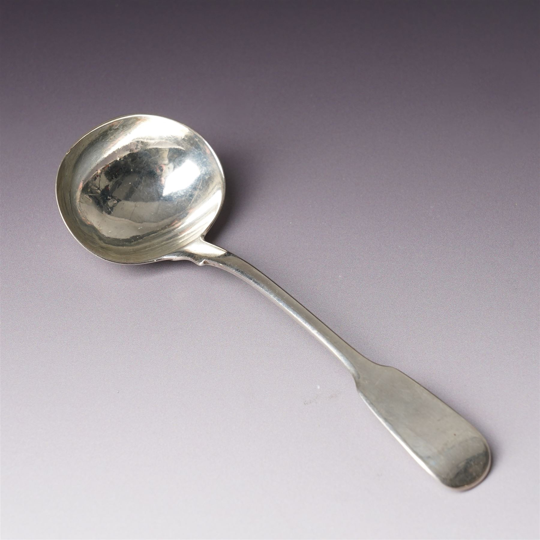 Pair of George IV silver fiddle pattern sauce ladles London 1825 Maker Charles Eley