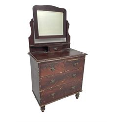 Victorian painted pine dressing chest, fitted with two short and two long drawers, with mirror