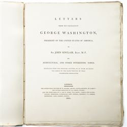 ‘Washington’s Letters’ – A volume containing facsimiles of President George Washington’s letters to Sir John Sinclair Bart M.P. published in London 1800, original boards and with the book plate of Sir William Strickland 6th Baronet of Boynton. Sir William Strickland d1834 was a keen naturalist with an interest in agriculture.
In 1795 he travelled to America where he met Thomas Jefferson, the 3rd President.(d 1826)
He published a survey on American agricultural methods, land prices and wages etc ‘Journal of a Tour of the United States of America 1794-1795’.
He evidently had an interest in coins and may have been in Philadelphia when America's first coinage was struck as he brought early examples home with him.
In 1819 his daughter Priscilla married Charles Winn d1874  the owner of the Nostell Priory estate.
Their descendent Roland Winn, 4th Baron St Oswald d 1984 sold 30 of the American coins at Christie’s in 1964 and in 2015 a flowing hair dollar was sold as part of the D Brent Pogue collection for almost five million dollars
