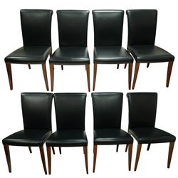 Poltrona Frau - set of eight ‘Vittoria’ dining chairs, each upholstered in black Pelle Fra...