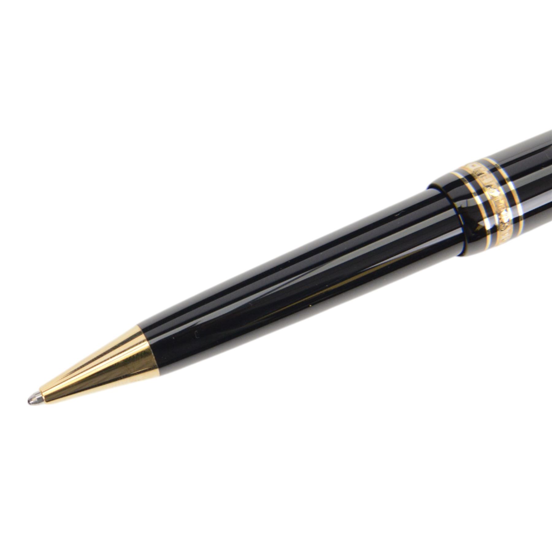 Montblac Meisterstuck ballpoint, together with a Montblanc leather pen case, both with original boxes 