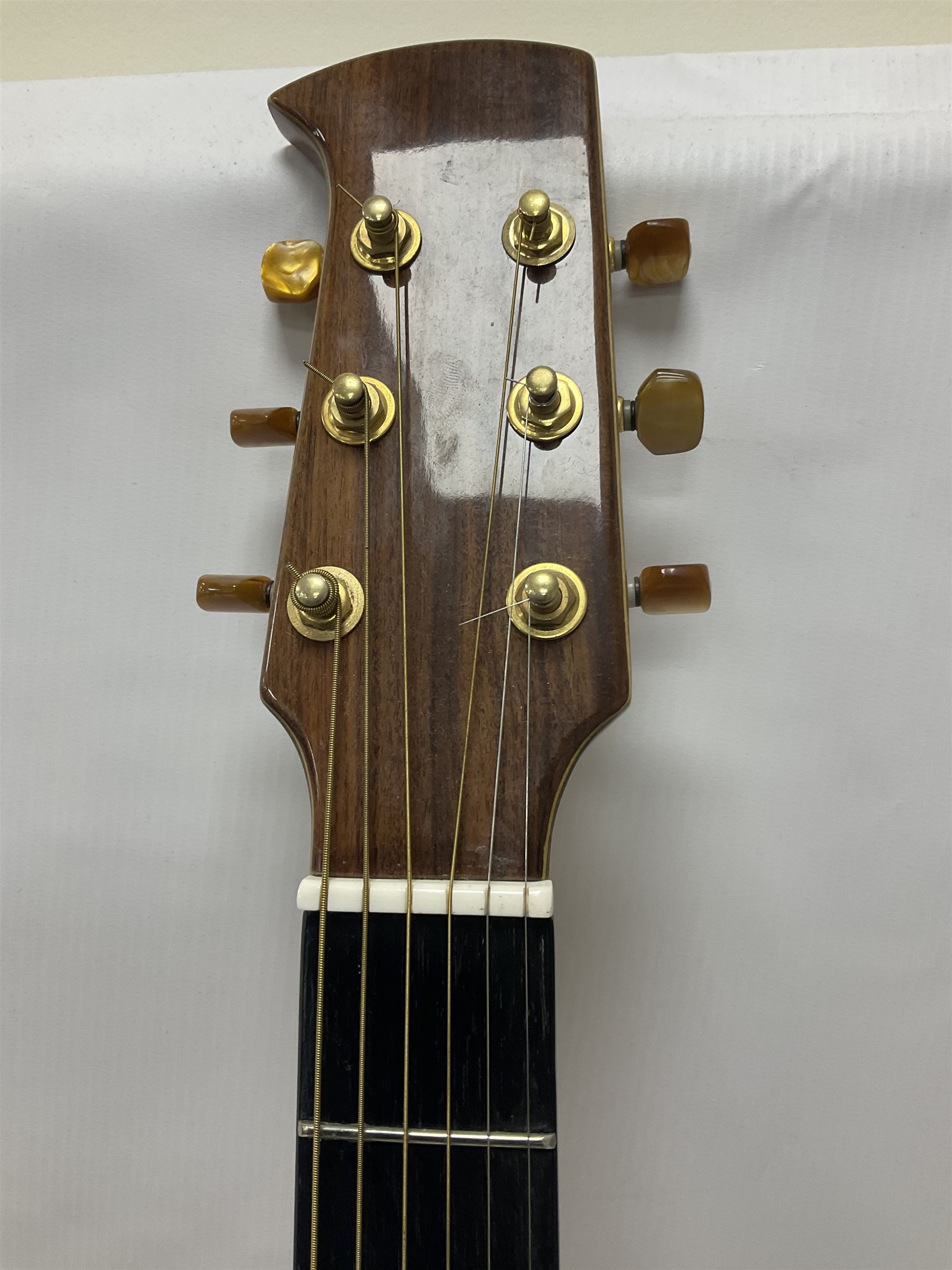 Brazilian Giannini Craviola six string acoustic guitar, with Fishman Premium Blend onboard pickup, in fitted hard case 