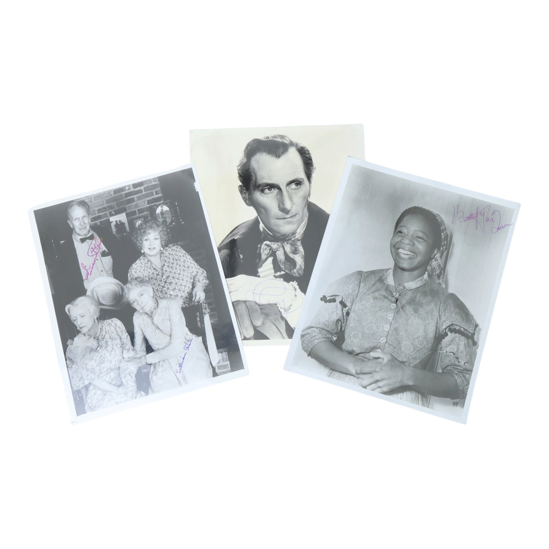 Collection of autographs and signed photographs to include Peter Cushing, Butterfly McQueen (Gone with the Wind), Vincent Price, William Franklyn, Lillian Gish etc.