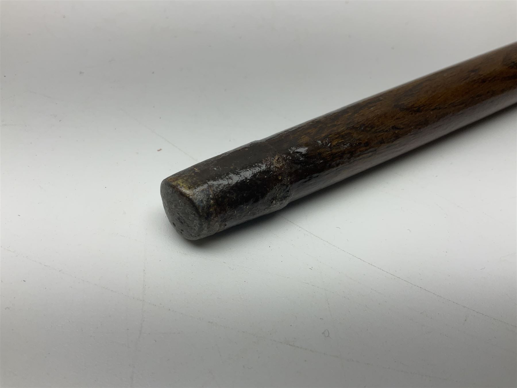 Leather covered swagger/sword stick with 40cm steel blade L62cm overall; another ash sword stick with 30cm diamond section steel blade; pair of fencing foils, the blades marked Solingen; two reproduction flintlock pistols; and 92cm inert cartridge belt (7)