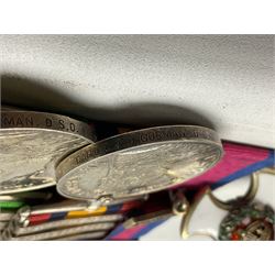 South Africa/WW1 Distinguished Service Order group of seven medals comprising D.S,O. with original ribbon bar and top bar slider, Queens South Africa Medal with three clasps for Defence of Kimberley, Orange Free State and Transvaal, Kings South Africa Medal with two clasps for South Africa 1901 & 1902 awarded to Capt. C.J. O'Gorman D.S.O. R.A.M.C., 1914-15 Star, British War Medal and Victory Medal with MID oak leaves awarded to Major (later Lt. Col.) C.J. O'Gorman D.S.O. R.A.M.C. and Kimberley Star 1899-1900; together with copies of research and biographical material