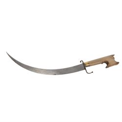 Hunting dagger, with L32cm engraved single edged blade, with a brass deer's foot cross piece with shell guard and horn grip, in a brass mounted scabbard, together with two other daggers
