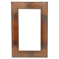 19th century mahogany framed wall mirror, rectangular plate within a wide banded figured m...