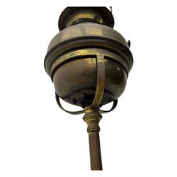 19th century brass floor standing oil lamp 