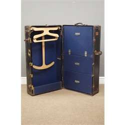  'The Orderlee' metal bound Wardrobe trunk with fitted interior, H100cm, D54cm  