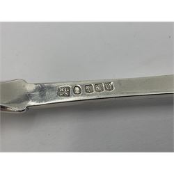 George IV Scottish silver Kings pattern cutlery for six place settings, to include table spoons, table forks, dessert spoons and dessert forks, all engraved with shamrock crest to terminal, hallmarked Robert Gray & Son, Glasgow 1833