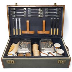 Large fitted picnic case in leather bound case 68cm x 38cm