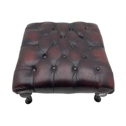 Leather buttoned footstool
