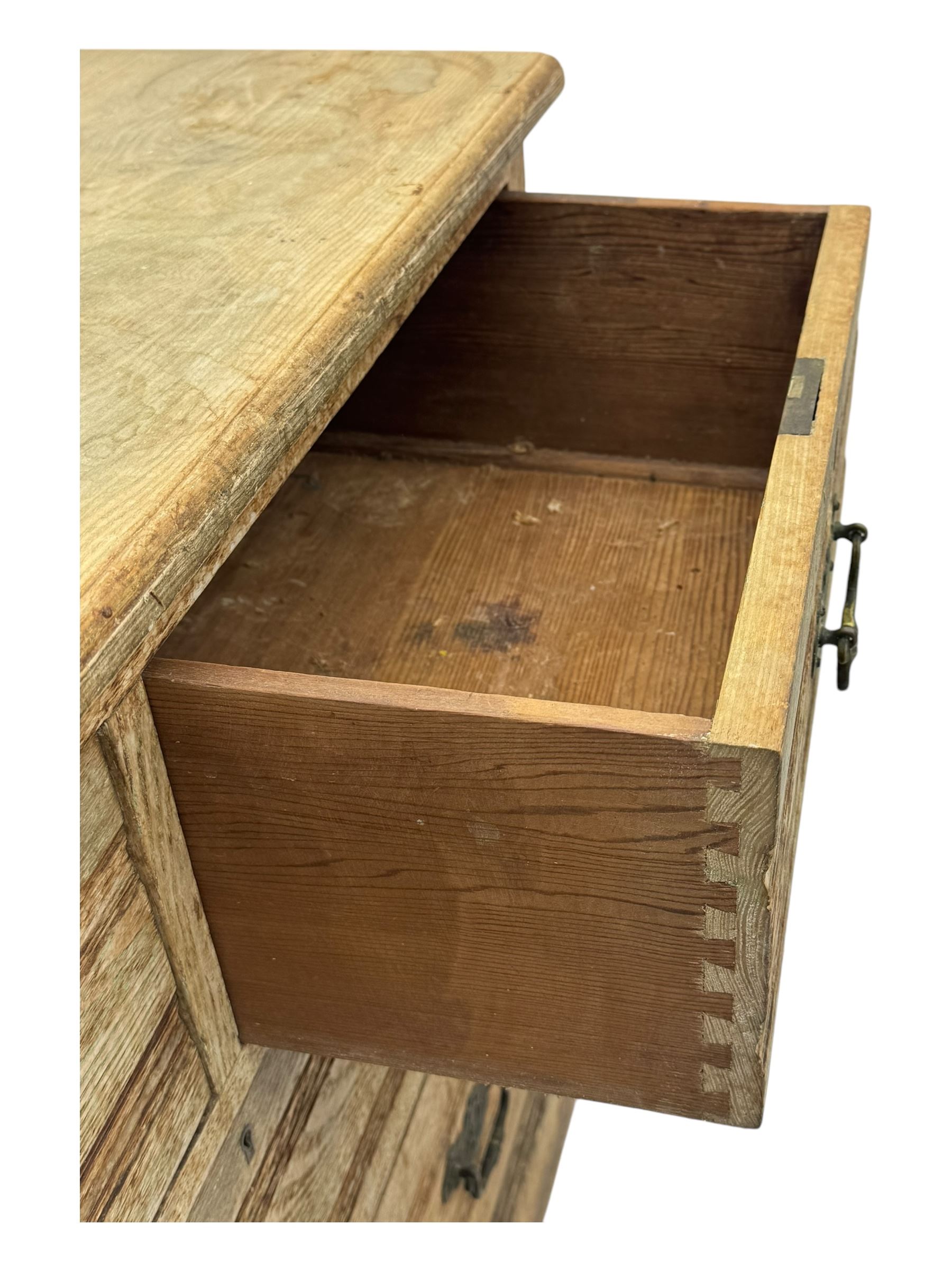 19th century oak chest of drawers, rectangular moulded top over two short and two long drawers, on plinth base (W99cm, D53cm, H81cm); early 20th century glazed mahogany display cabinet; Edwardian mahogany revolving bookcase (3)