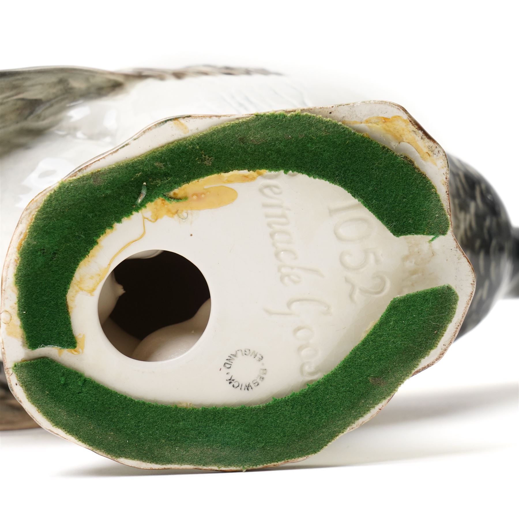 Beswick Barnacle Goose no. 1052, withdrawn 1968, stamped to base, and a Beswick rearing Welsh cob, in brown gloss, no. 1014 (2)