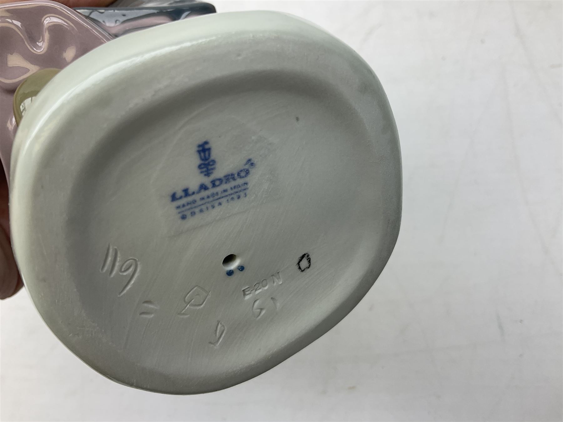 Three Lladro figures, comprising Pondering, no 5173, Nostalgia, no 5071 and Nature's Bounty, no 1417, all with original boxes, largest example H27cm