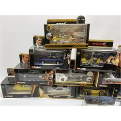 Corgi James Bond - seventeen models from various films including Goldfinger, Octopussy, Diamonds Are Forever, For Your Eyes Only, Casino Royale, Live And Let Die, You Only Live Twice etc including ten from The Definitive Bond Collection and seven from The Director's Cut, all in window boxes; together with two others by Fabbri in perspex display cases (19)