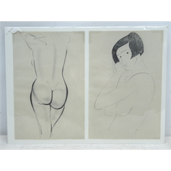  After Eric Gill (British 1882-1940): 'First Nudes' - two female nude studies, first edition lithographs pub. Neville Spearman London 1954, 25cm x 17cm each (mounted)  