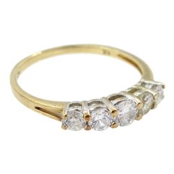 9ct gold five stone cubic zirconia ring, hallmarked