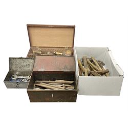 Collection of 20th century tools, to include mallets, hammers, cold chisels, spanners, tool boxes etc 