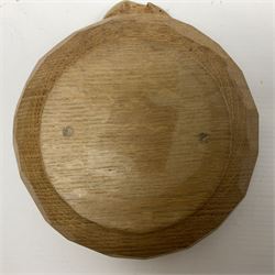 Mouseman - oak circular nut bowl, tooled outer edge carved with mouse signature, by the workshop of Robert Thompson, Kilburn