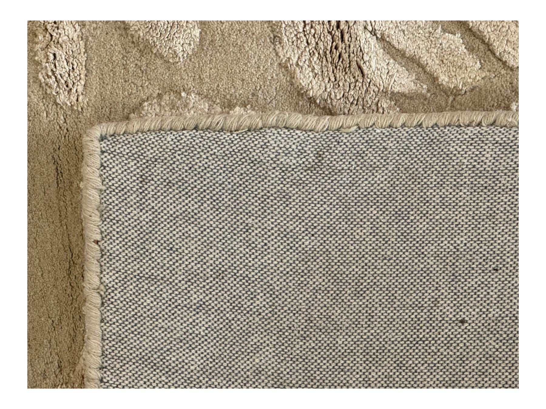 Laura Ashley - India made Claverton ground rug, monochromic taupe ground with relief floral motifs in a soft cream shade