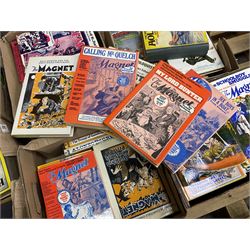 Martin Clifford hardback editions, various titles including High Jinks at St. Jim's, Tom Merry's Enemy, D'arcy Maximus etc, together with Frank Richards Magnet Stories, including Billionairing with Bunter, the Syhlocky of Greyfriars etc, and other annuals, in five boxes