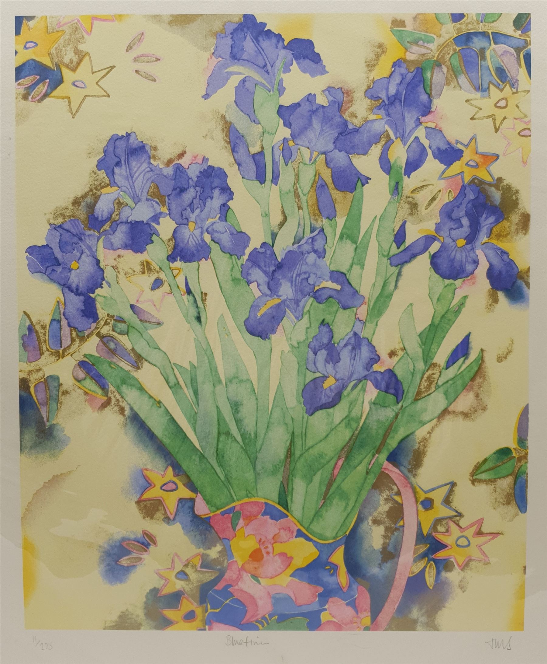 Tanya Short (British 1955-): 'Blue Fins', screenprint signed with initials titled and numbered 11/225, 49cm x 40cm with full margins (unframed)