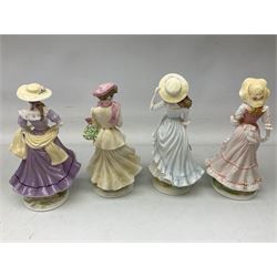 Set of four Royal Worcester limited edition figures, from the Four Seasons collection, comprising Spring, Summer, Autumn and Winter, with printed mark beneath 