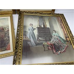 Four framed prints including a scene of York