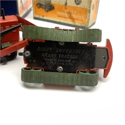 Dinky - Breakdown Lorry in green/brown No.25x and Lawn Mower No.751, both boxed; unboxed A.C. Aceca car No.167, Dodge Royal Sedan No.191 and Massey Harris Tractor; together with SEL die-cast Traffic Lights No.720, boxed with instructions (6)