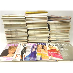  Large collection of British Vogue magazines dating from 1991-2001, mostly complete and some Vogue Catwalk guide magazines   