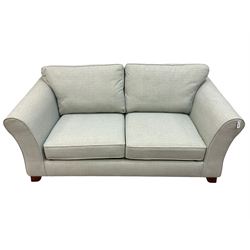 Marks & Spencer Home - two seat sofa bed, metal spring action, upholstered in light blue fabric