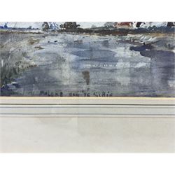 Frank Henry Mason (Staithes Group 1875-1965): 'Molens [Windmills] on the Schie', watercolour signed with initials titled and dated '99, 21cm x 28cm