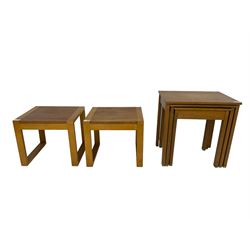 Mid-to late 20th century nest three teak side tables and pair two others (5)