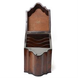 Georgian mahogany knife box, of serpentine form, with fitted interior, H36cm 