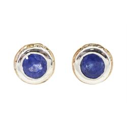 Pair of silver and 14ct gold wire sapphire stud earrings