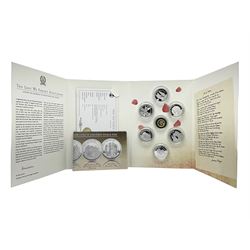 Queen Elizabeth II Tristan de Cunha ‘Lest We Forget’ comprising gold proof double crown coin and six proof silver plated coins, housed in Bradford Exchange folder with six certificates 