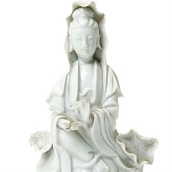 19th century Chinese blanc de chine figure of Guanyin H23cm