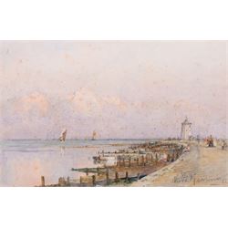Eduardo De Martino (Italian 1838-1912): 'Waiting for a Wind' and Harbour Scene, two watercolour signed, one titled, each dated '82 and '99, 15.5cm x 24.5cm and 27cm x 36cm (2) (unframed)