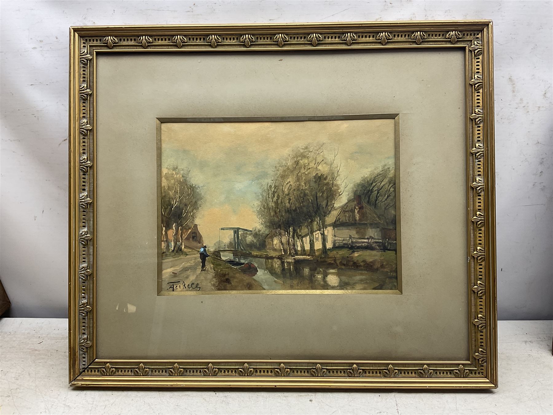 Adriaan Christiaan Willem Terhell (Dutch 1863-1949): Canal Scenes, pair watercolours signed, in matching frames 26cm x 36cm (2)