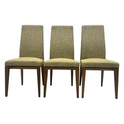 Calligaris - set of six 'Bess' contemporary high back chairs, upholstered in textured beige fabric, on tapered hardwood supports
