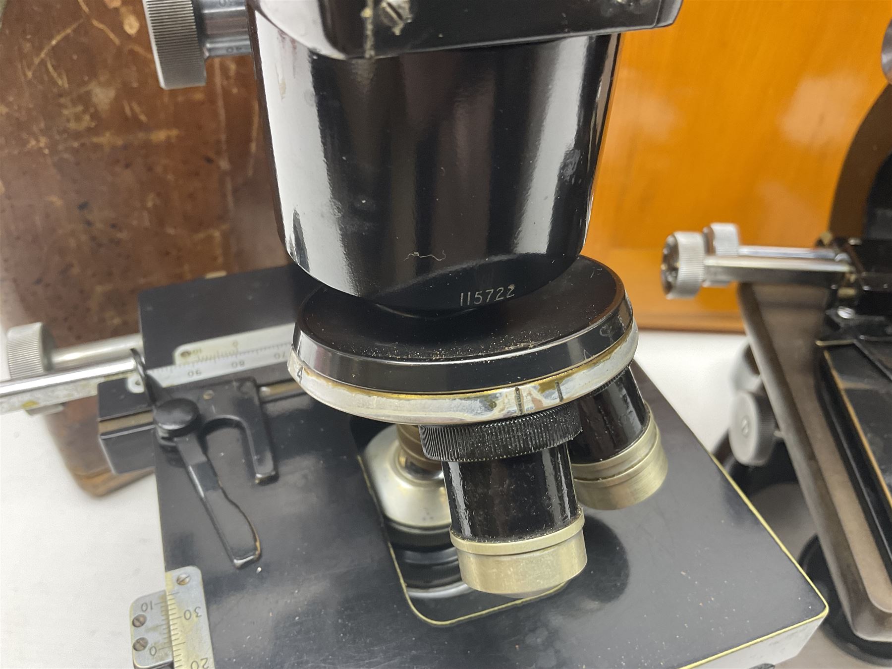 Three microscopes, comprising Ernst Leitz Wetzlar, W Watson & Sons service II no 125485, W Watson & Sons Bactil binocular no 115722, all boxed  